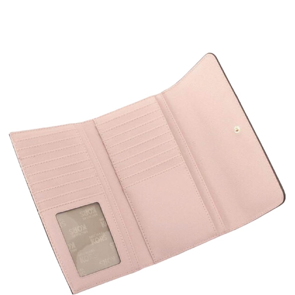 EUC Michael Kors Jet Set Travel Large Trifold Signature PVC Wallet Blush Color - Picture 9 of 11